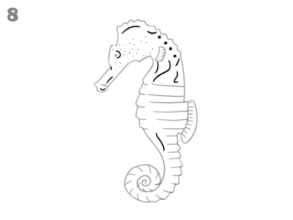 How to draw a seahorse