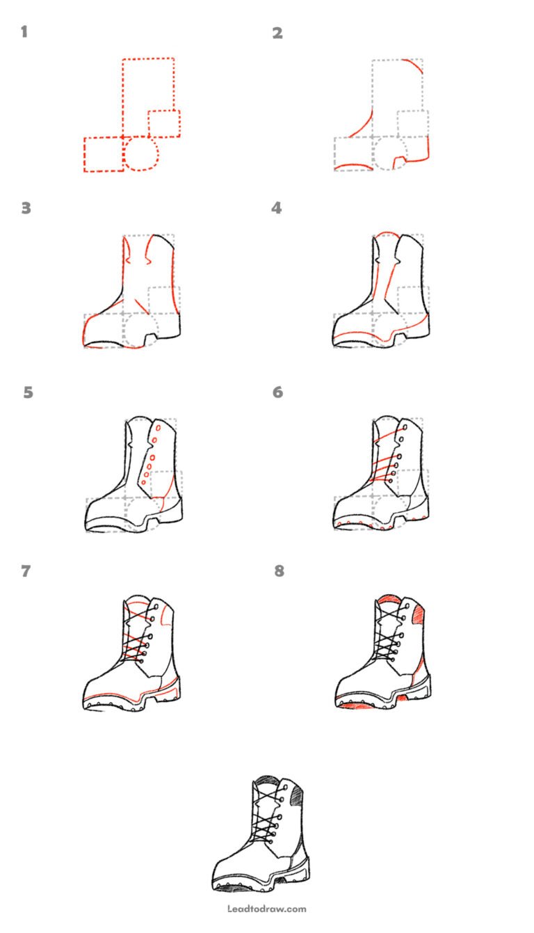 How to draw boots step by step easily