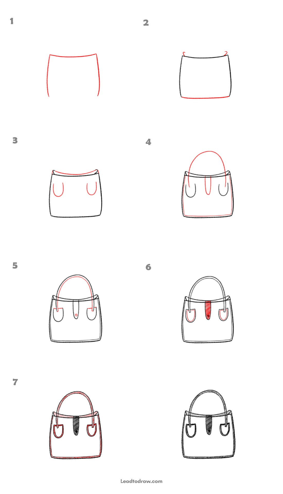 How to draw a handbag