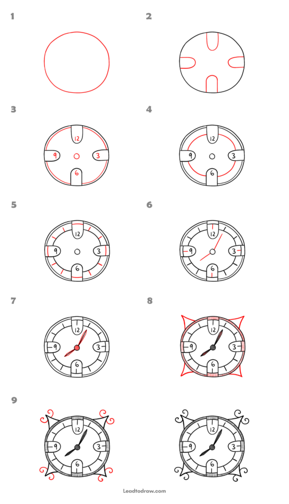 How to draw a clock step by step effortlessly