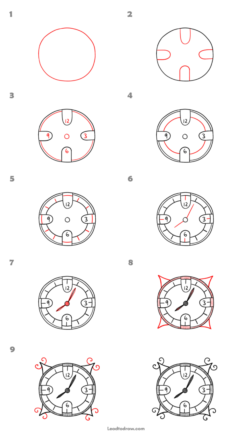 How to draw a clock step by step effortlessly