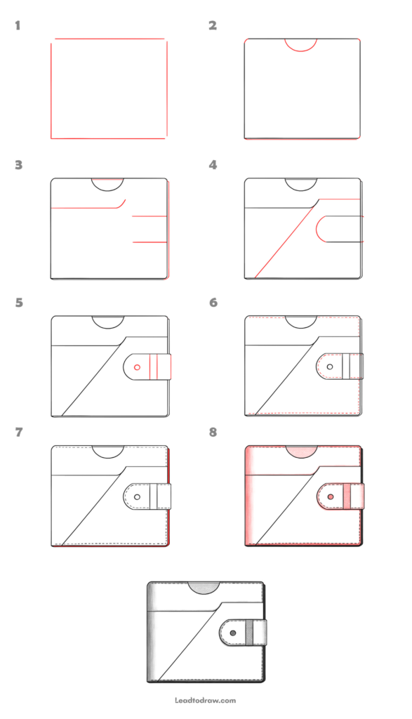 How to draw a wallet in 8 easy steps