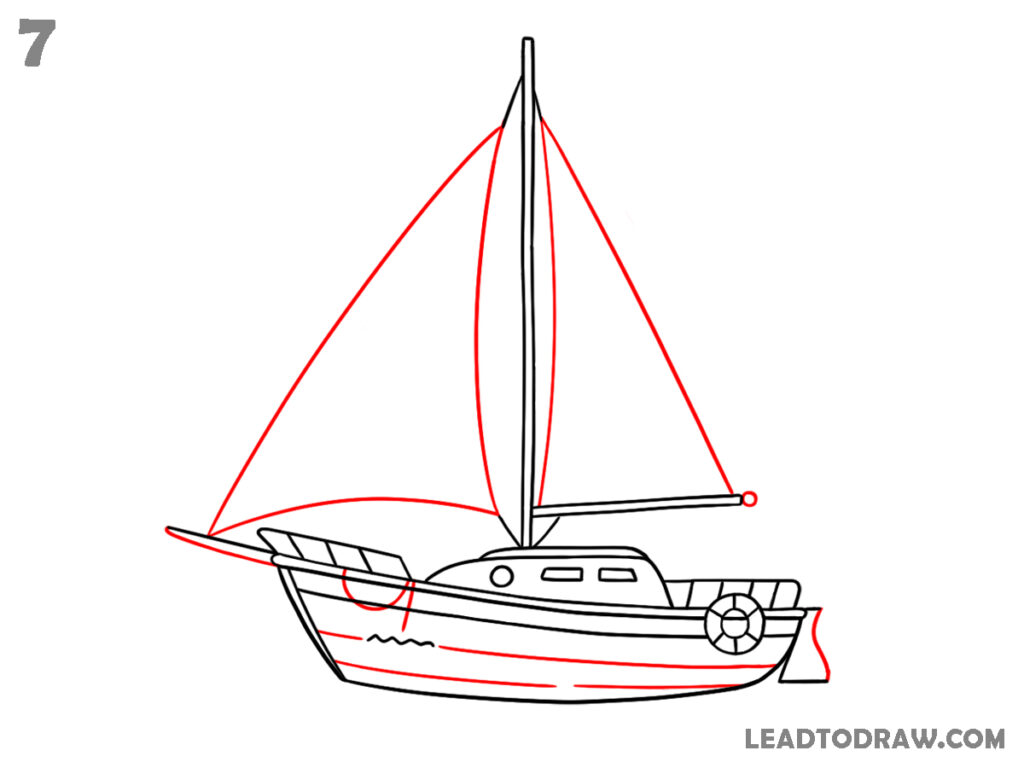 how to draw a sail boat