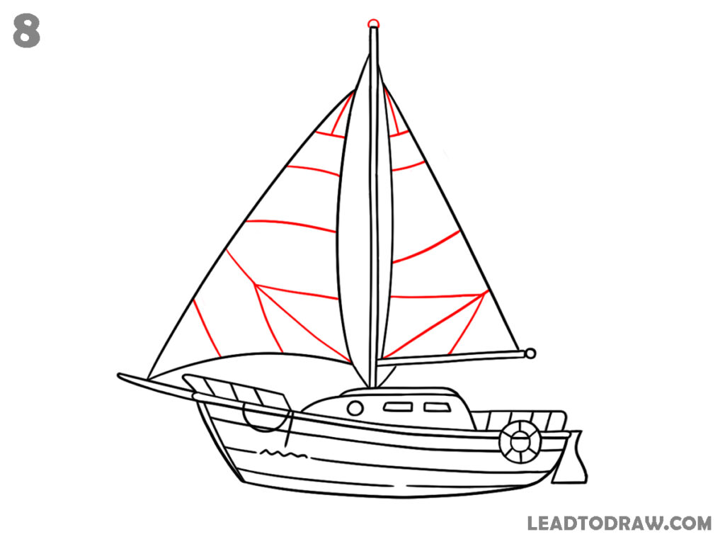 how to draw a sail boat step by step