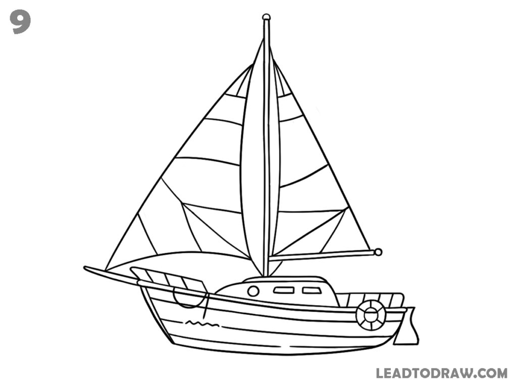 how to draw a sail boat step by step