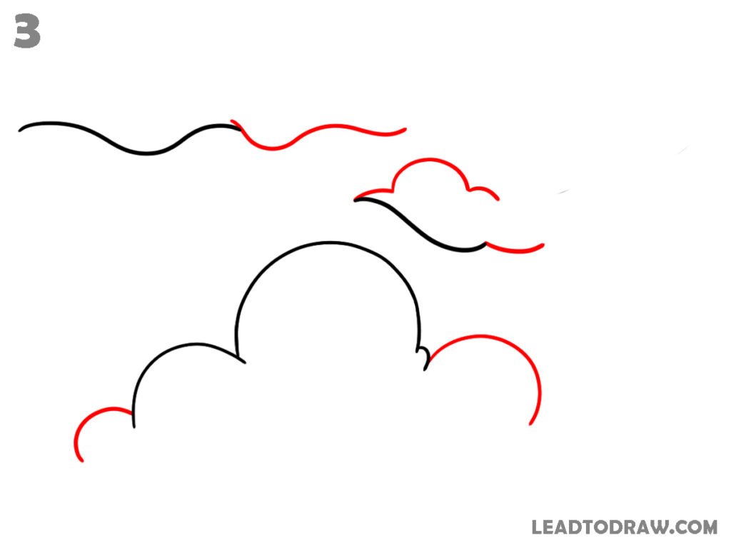how to draw clouds step by step