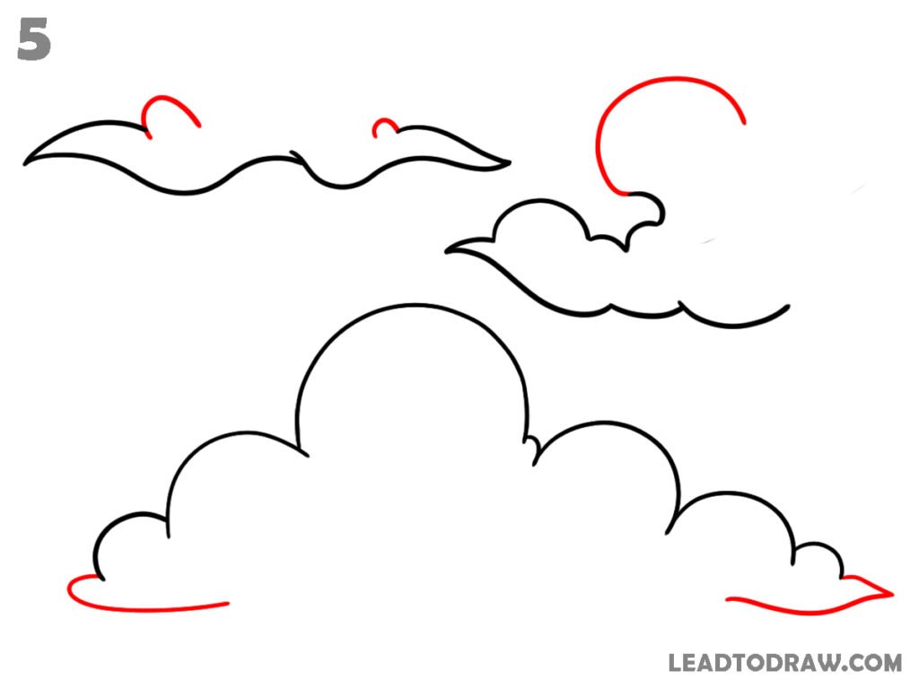 how to draw a cloud step by step