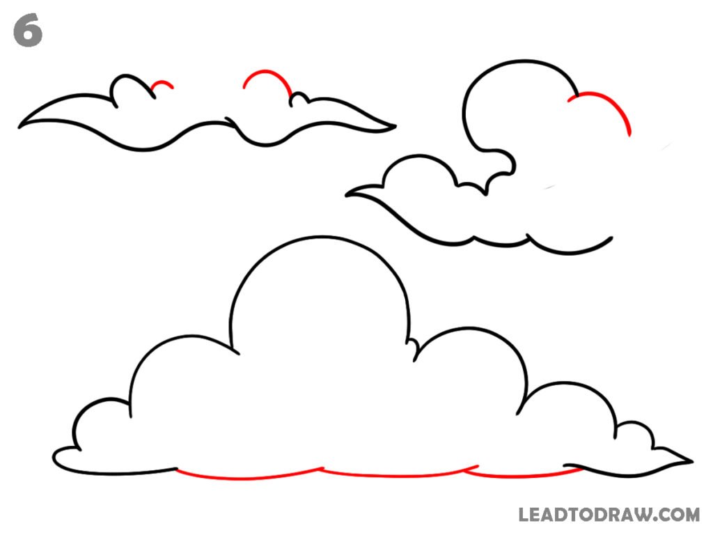 how to draw a cloud step by step