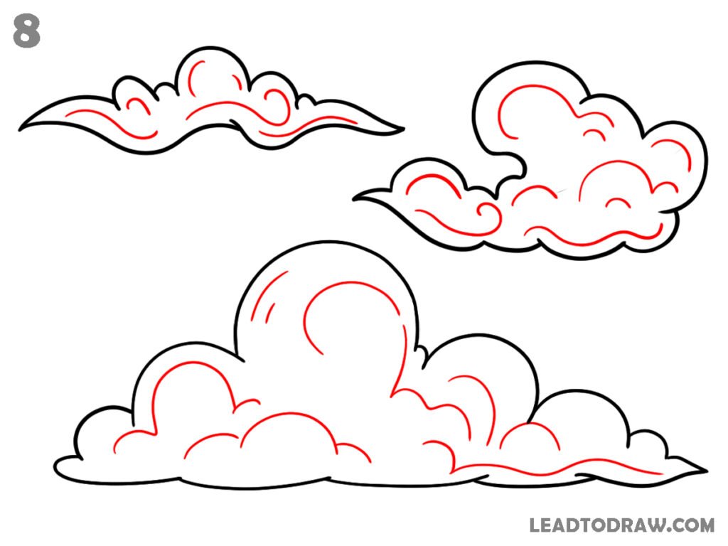 how to draw a cloud easy step by step