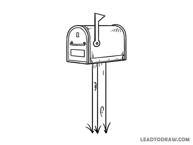 how to draw a mailbox step by step