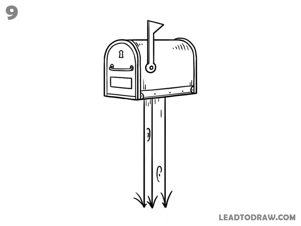 how to draw a mailbox step by step