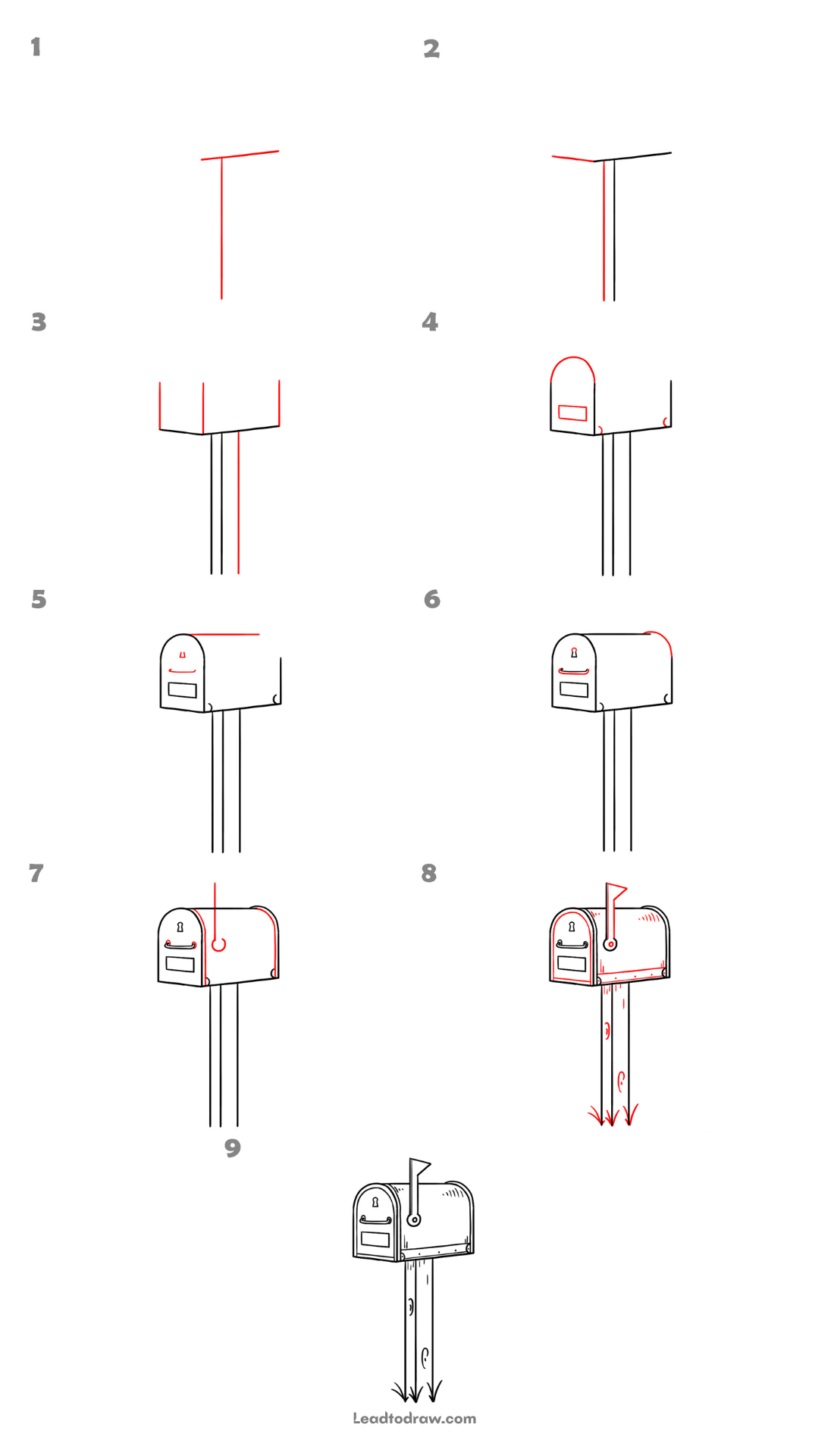 how to draw mailbox