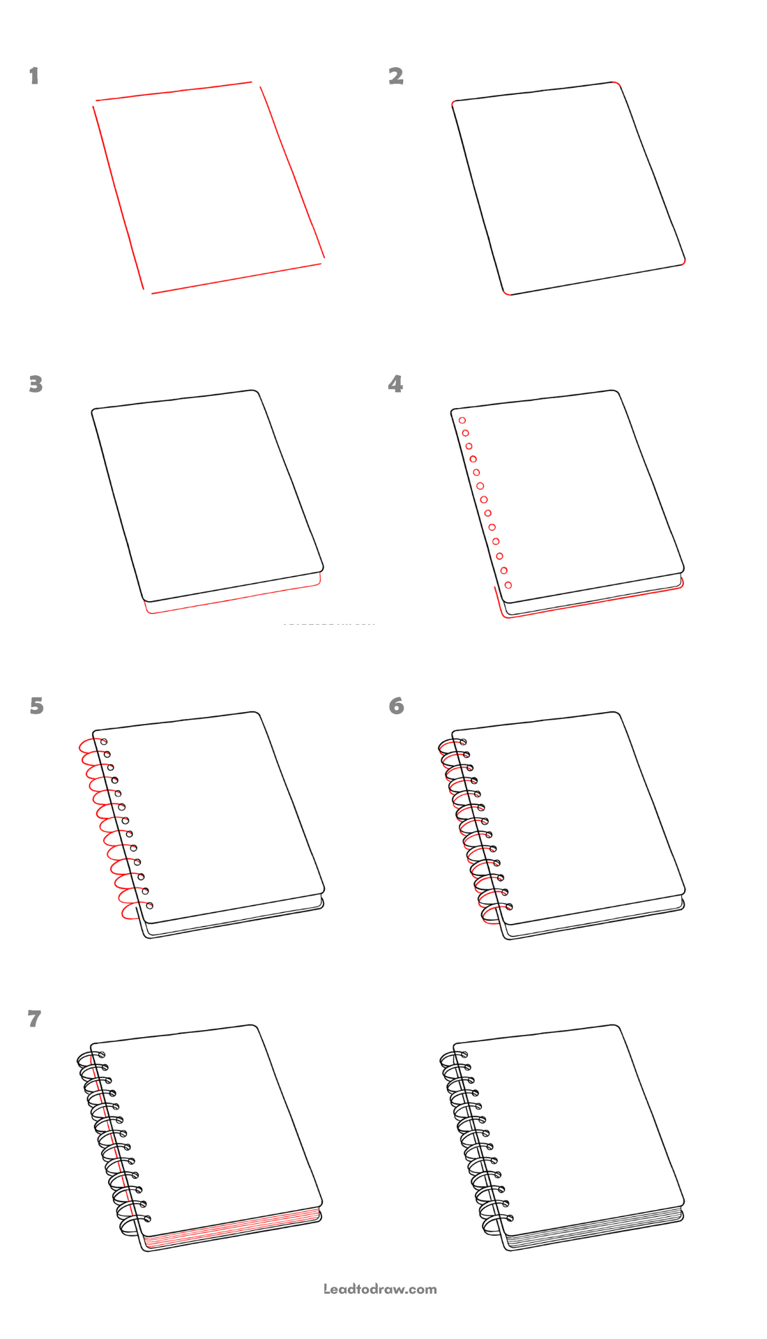 how to draw spiral notebook