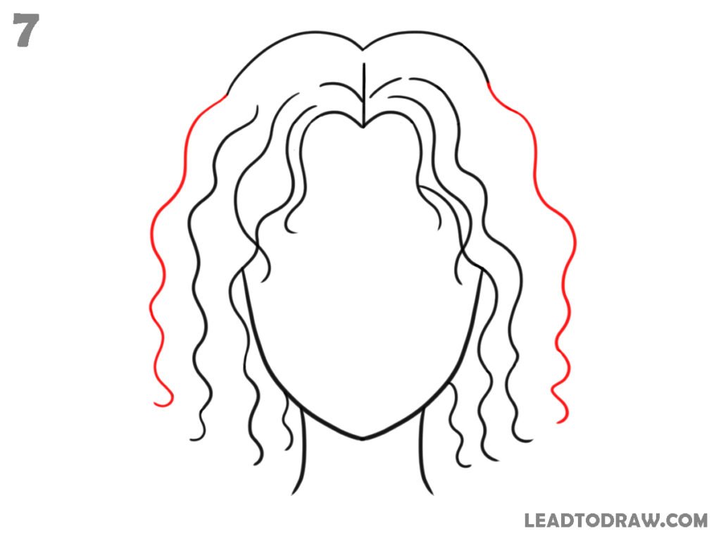 how to draw female curly hair