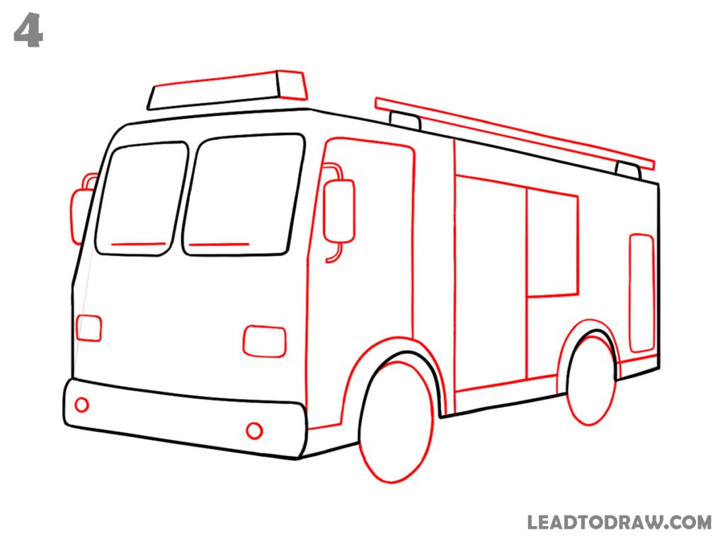how to draw a fire engine easy