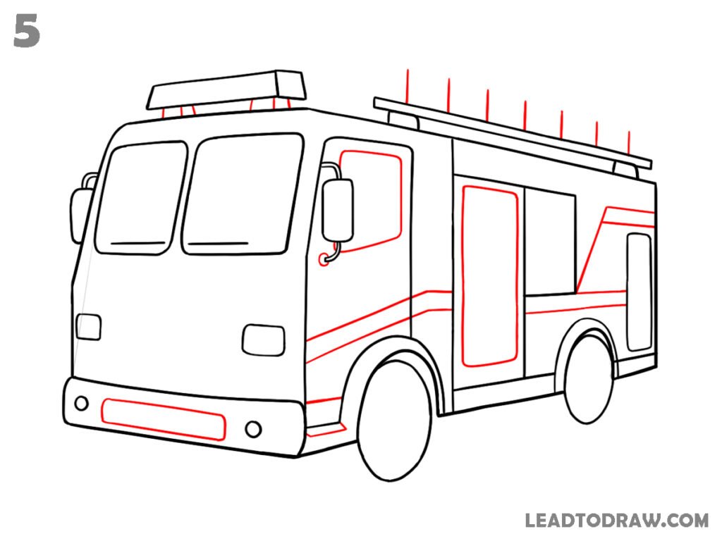 how to draw a fire engine easy