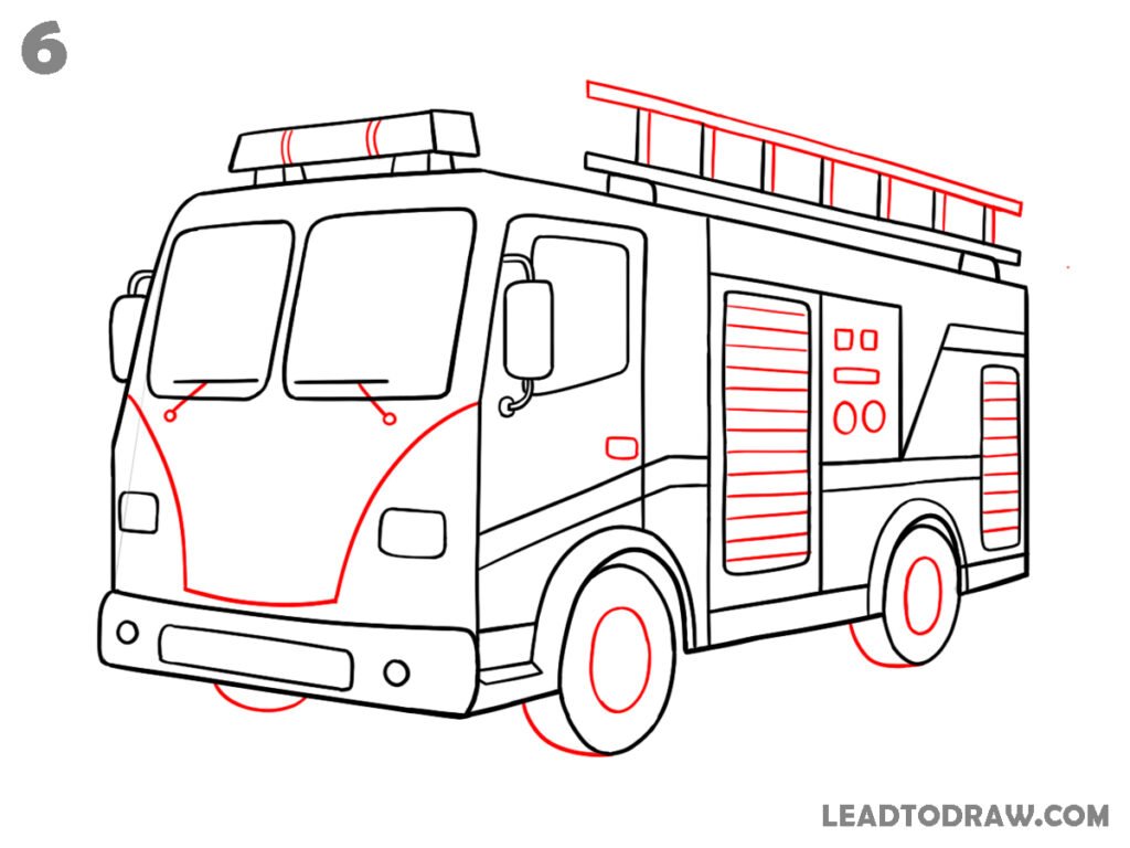 how to draw a fire engine easy
