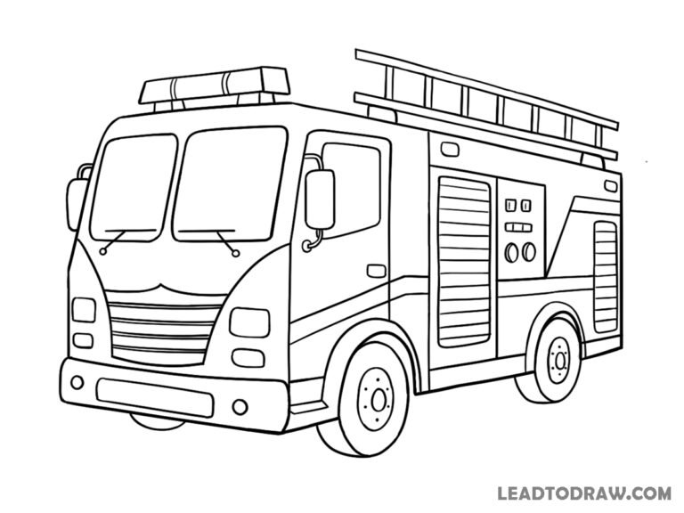 how to draw a fire engine step by step