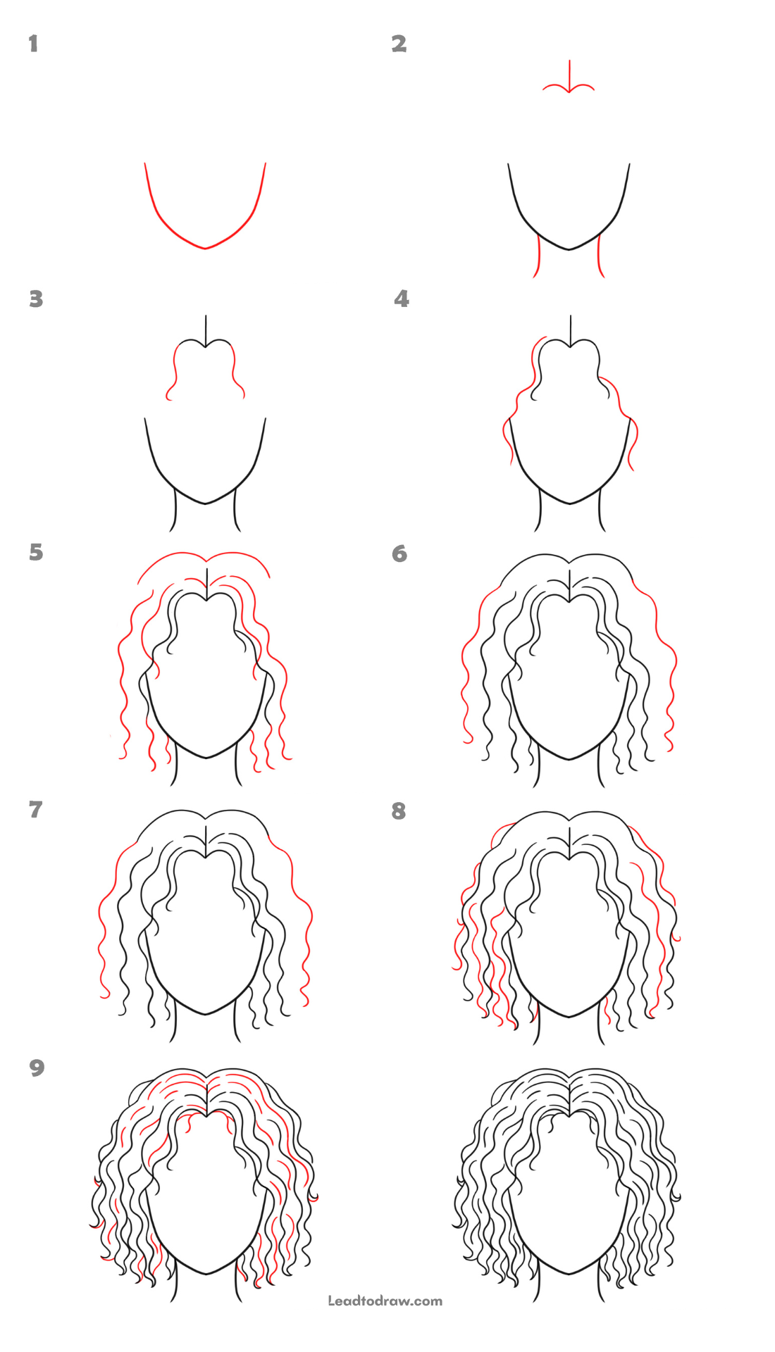 how to draw curly hair girl