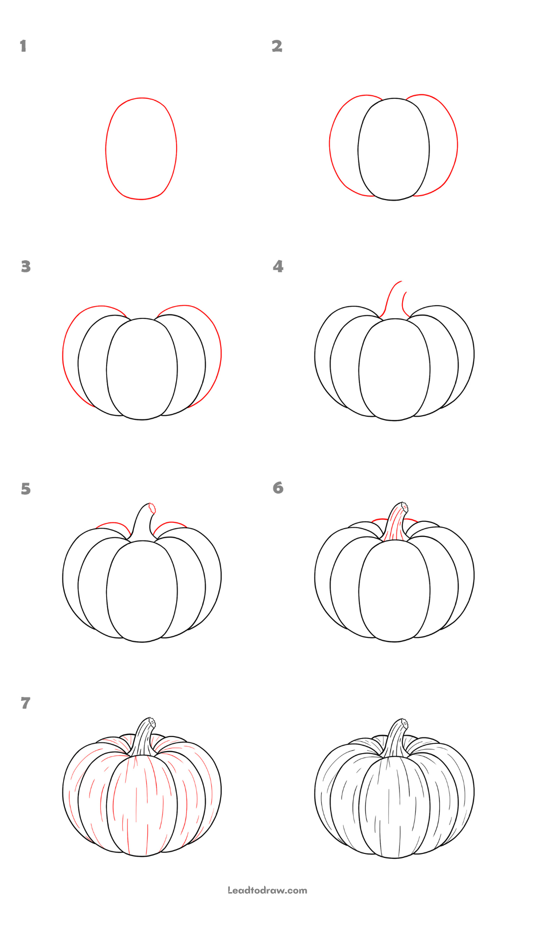 how to draw a pumpkin step by step