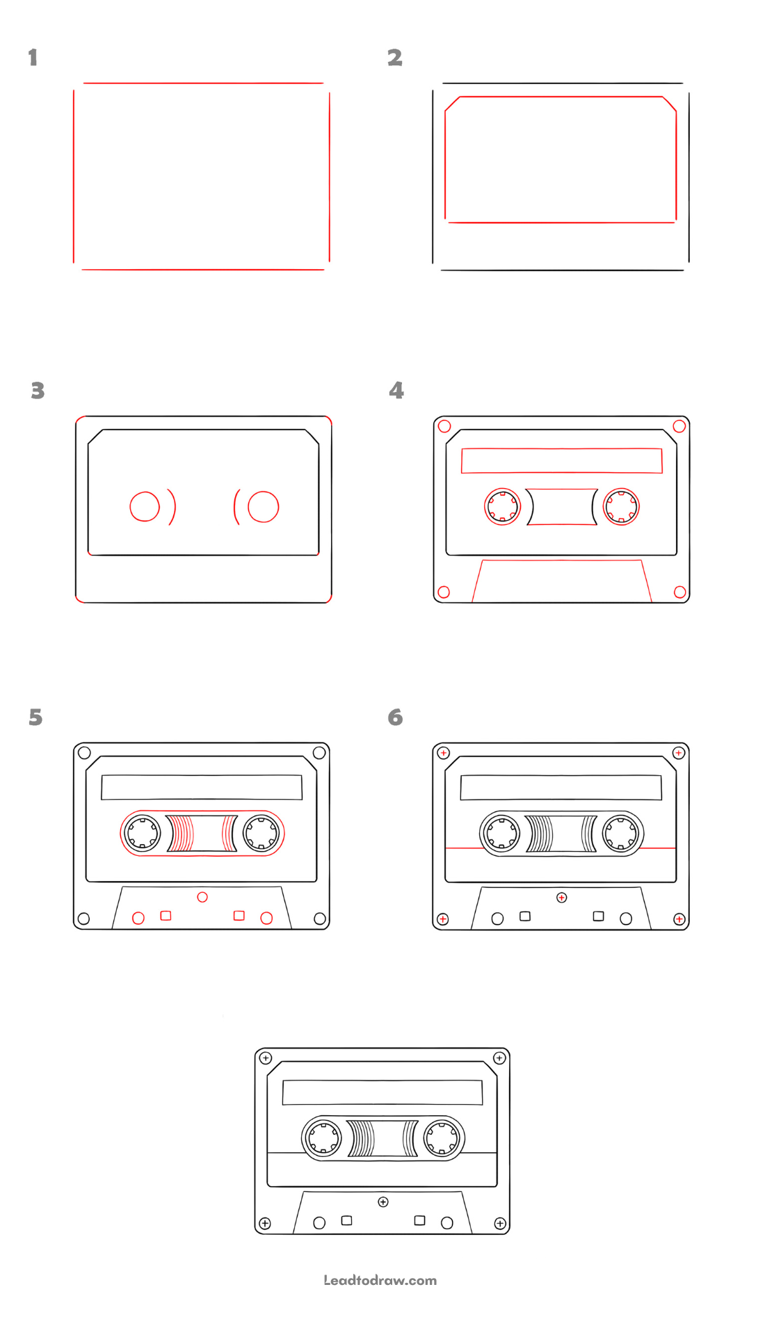 how to draw cassette tape